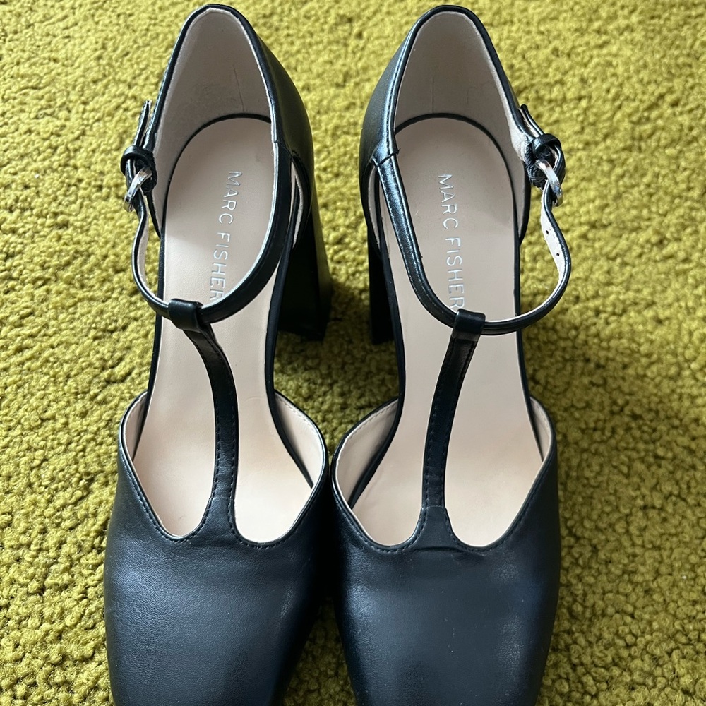 Marc Fisher Black T-Strap Heels